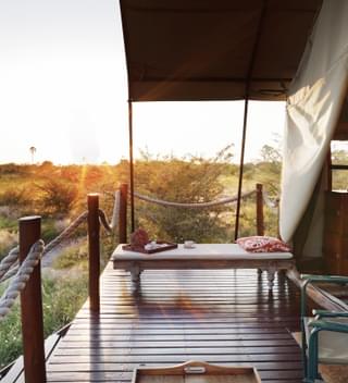 6Camp Kalahari  Bedroom Tent At Sunrise