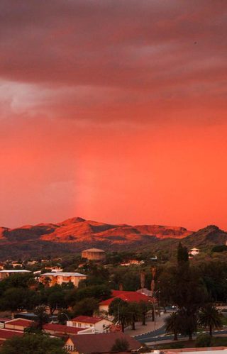 Aerial View City Red Sky Windhoek Namibia Timbuktu Travel