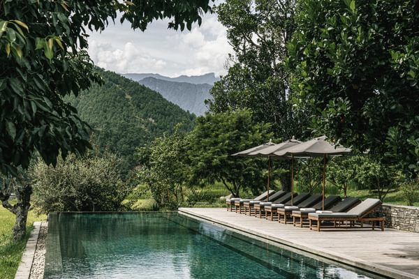 Amankora Bhutan Punakha Lodge Pool Amankora Bhutan Punakha Lodge Pool