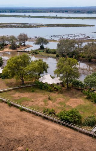 Anabezi Camp Aerial View Anabezi Lower Zambezi Zambia Wetu Anabezi Camp Aerial View Anabezi Lower Zambezi Zambia Wetu