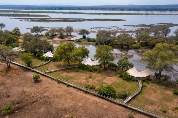 Anabezi Camp Aerial View Anabezi Lower Zambezi Zambia Wetu Anabezi Camp Aerial View Anabezi Lower Zambezi Zambia Wetu