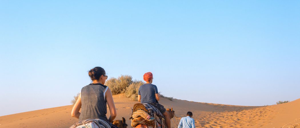 Camel Riding In The  Thar  Desert