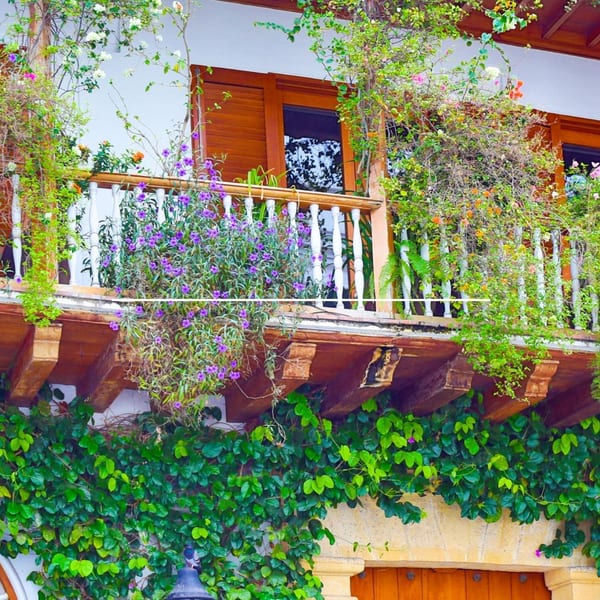 Colourful balconies in Cartagena Colombia