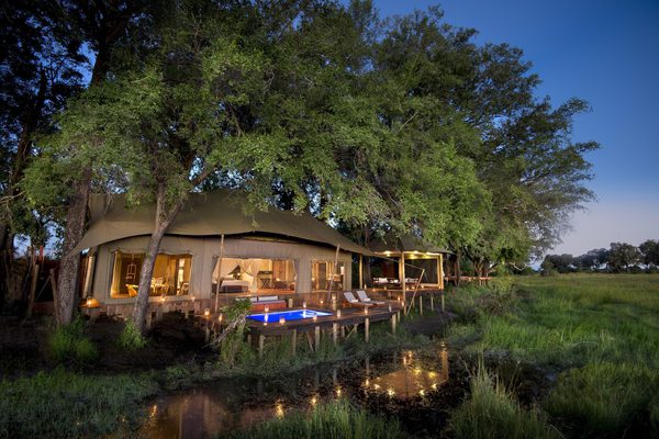 Duba Plains Guest Suite Evening Exterior View Duba Plains Okavango Botswana Wetu Duba Plains Guest Suite Evening Exterior View Duba Plains Okavango Botswana Wetu
