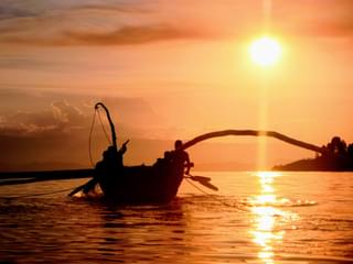 Fishermen On Lake Kivu At Sunset