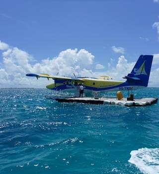 Maldives Seaplane Arrival Jetty Near A Resort