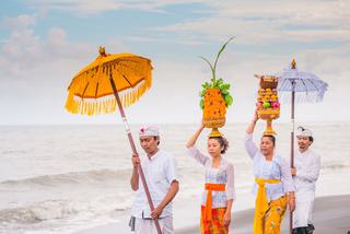 Nyepi ceremony on the beach Bali Indonesia