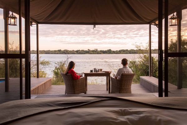 Old Drift Lodge sunrise from bedroom to river Zimbabwe Old Drift Lodge sunrise from bedroom to river Zimbabwe