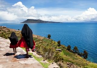 Peruvian women at Taquile Island Lake Titicaca Peru