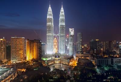 Petronas Twin Towers at night Kuala Lumpur Malaysia