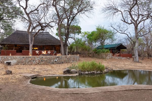 Pond and chalet Thawale Lodge Majete Malawi Pond and chalet Thawale Lodge Majete Malawi