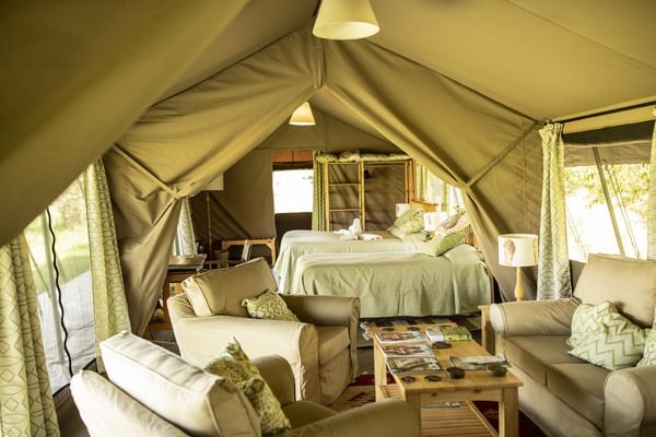 Porini Lion camp interior of tent Kenya Porini Lion camp interior of tent Kenya