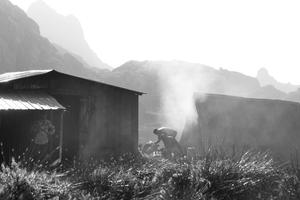 Porters Cooking Bugata Camp Porters Cooking Bugata Camp