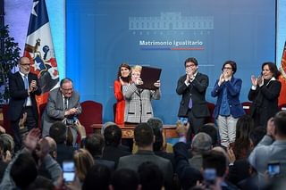 President Michelle Bachelet together with Minister Paula Narváez sign the Equal Marriage bill C Ministerio Secretaria General de Gobierno Wikimedia C Ommons President Michelle Bachelet together with Minister Paula Narváez sign the Equal Marriage bill C Ministerio Secretaria General de Gobierno Wikimedia C Ommons
