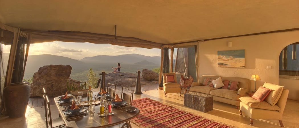 Saruni Samburu lounge sunset Kenya
