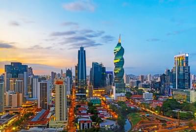 Skyline colourful Panama City Canva Pro