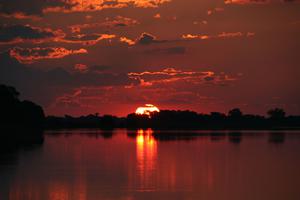 Sunset over river Maun Botswana