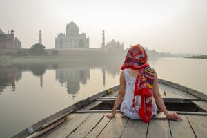 Taj  Mahal From The  Yamuna River At  Agra