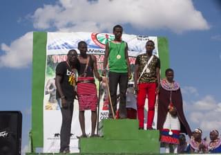 The Winners Podium At The Maasai Olympics