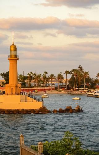 Lighthouse in the harbour of Alexandria Egypt