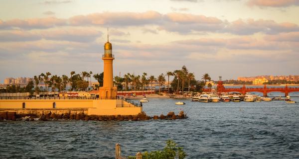 Lighthouse in the harbour of Alexandria Egypt