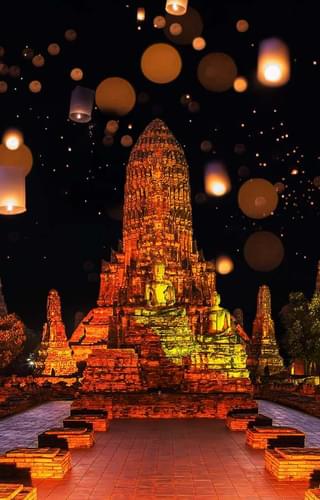 Loy Krathong Festival Ayutthaya in Ancient City Thailand