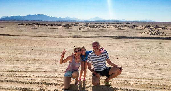 Family in Egyptian desert Canva Pro