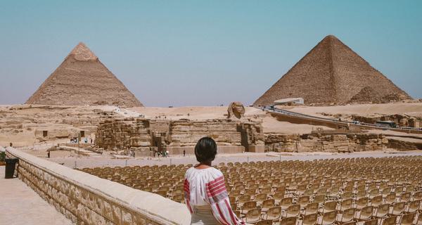 Pyramids and Sphinx view at Giza Cairo Egypt