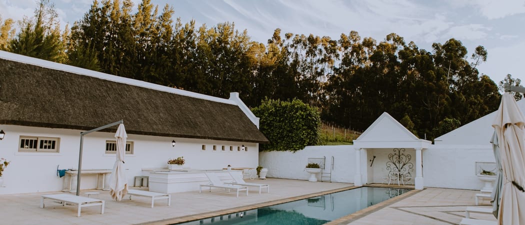 Country house pool area Doolhof Wine Estate Paarl South Africa facebook