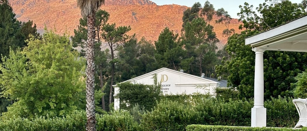 Mountain and vineyard views Doolhof Wine Estate Paarl South Africa facebook