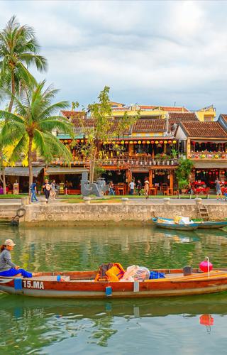 Boat along the river in Hoi An Vietnam