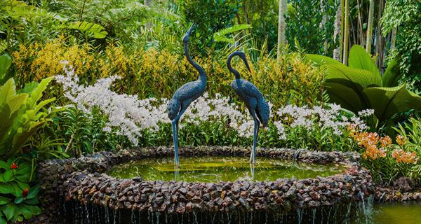Crane fountain National Orchid Garden Botanical Garden Singapore