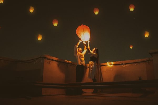 Couple with Diwali Latern New Dehli India Couple with Diwali Latern New Dehli India