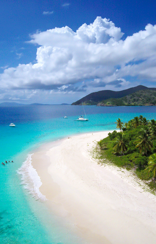 Aerial view of Sandy Cay and Jost Van Dyke BVI Canva Pro