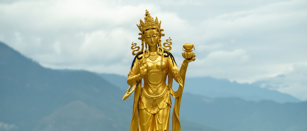 Gold dakini statue Monastery Bhutan