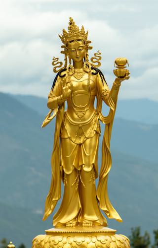 Gold dakini statue Monastery Bhutan