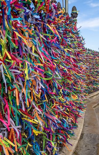 Colourful ribbons at Bonfim church Salvador Brazil Canva Pro