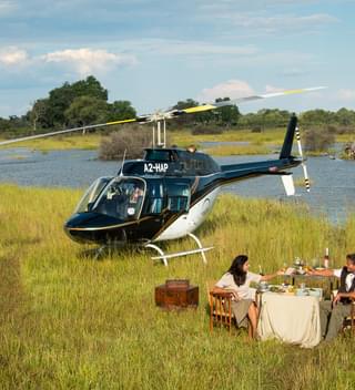 Helicopter Flight In  Okavango  Delta