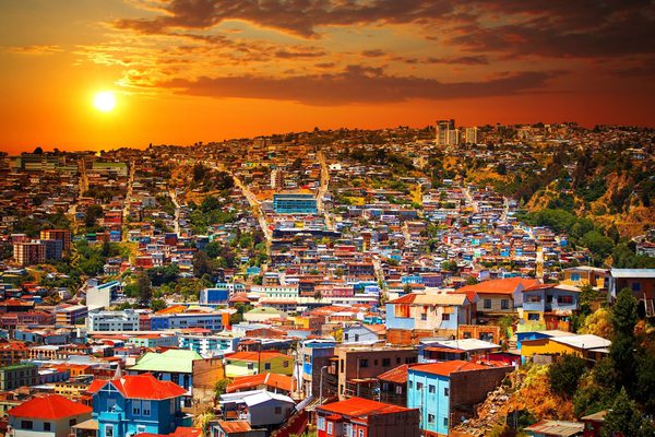 Sunset over Valparaiso Chile Sunset over Valparaiso Chile