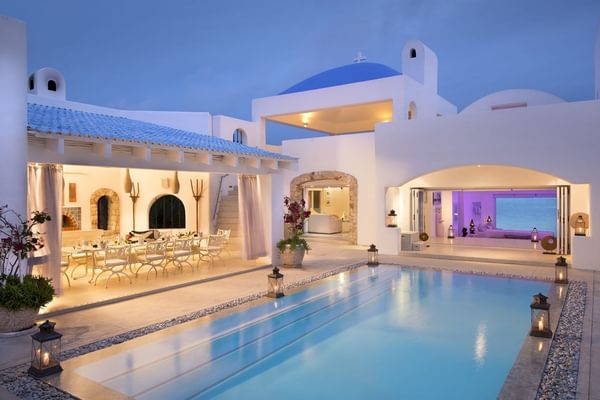 Villa Santorini Pool At Sunset Villa Santorini Pool At Sunset
